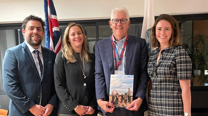 Caption: Mary Johnson (far right), MLA Market Access Manager, Europe, with Jacob Betros (MLA Manager – Beef Sustainability), Margaret Jewell (MLA – CN30 Manager), and Brendan Pearson (Ambassador and Permanent Representative of Australia to the OECD)